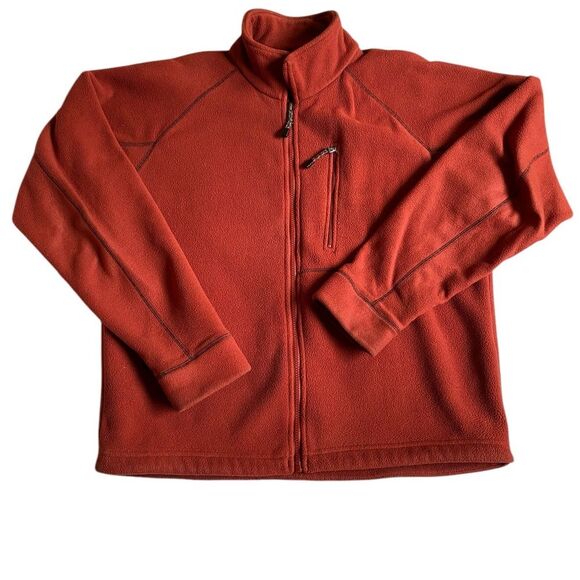 Timberland Full Zip Fleece Jacket Men's Size L Burnt Orange High Neck Zip Pocket - Picture 11 of 16
